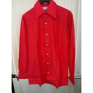 NWOT Vintage Saks 5th Avenue by Adolfo Red Dress Shirt 100% Silk Size Medium
